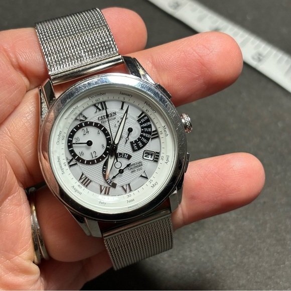 Citizen Eco-Drive Caliber 8700 Mens Stainless Steel Perpetual Calendar Working - Picture 1 of 12